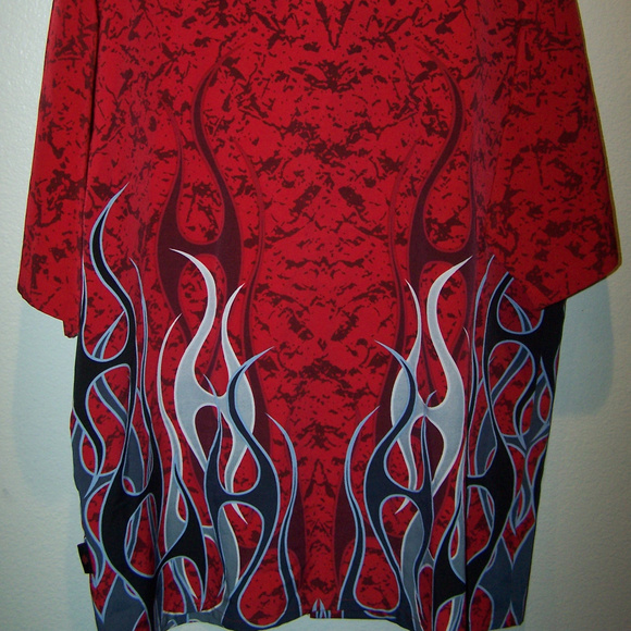 DRAGONFLY CLOTHING CO. RED FLAMED CAMP SHIRT S3243 - Picture 5 of 7
